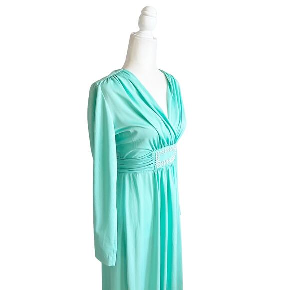 Vintage 1970's Fred Rothschild Maxi Dress Green - Picture 8 of 15